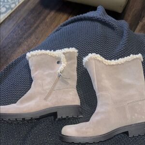 Clarks Women's Opal Zip Mid-Calf Boots in pebble suede